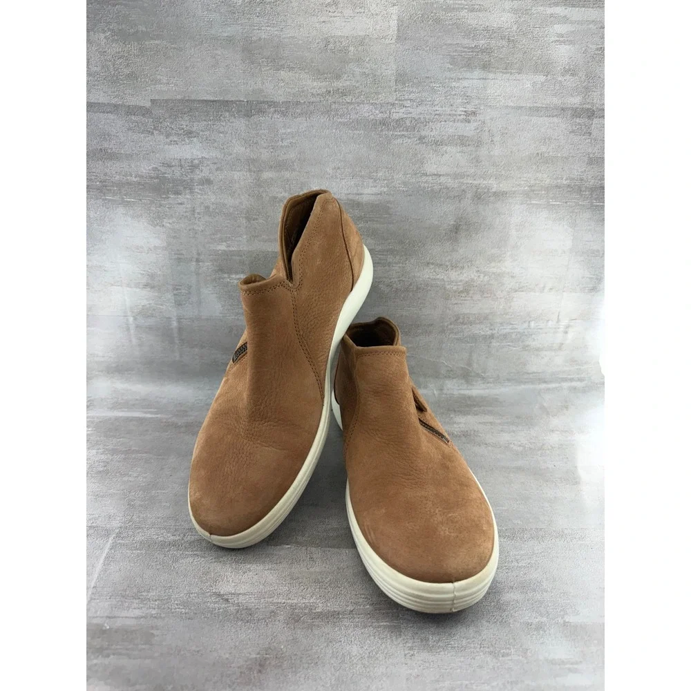 ECCO Soft 7 Tred Zip Booties Camel Brown Nubuck Leather Women Sz 8-8.5 430243